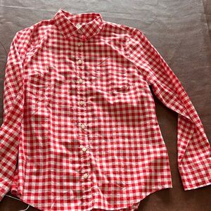 J. Crew Ladies Red and White Checkered Button Down Shirt